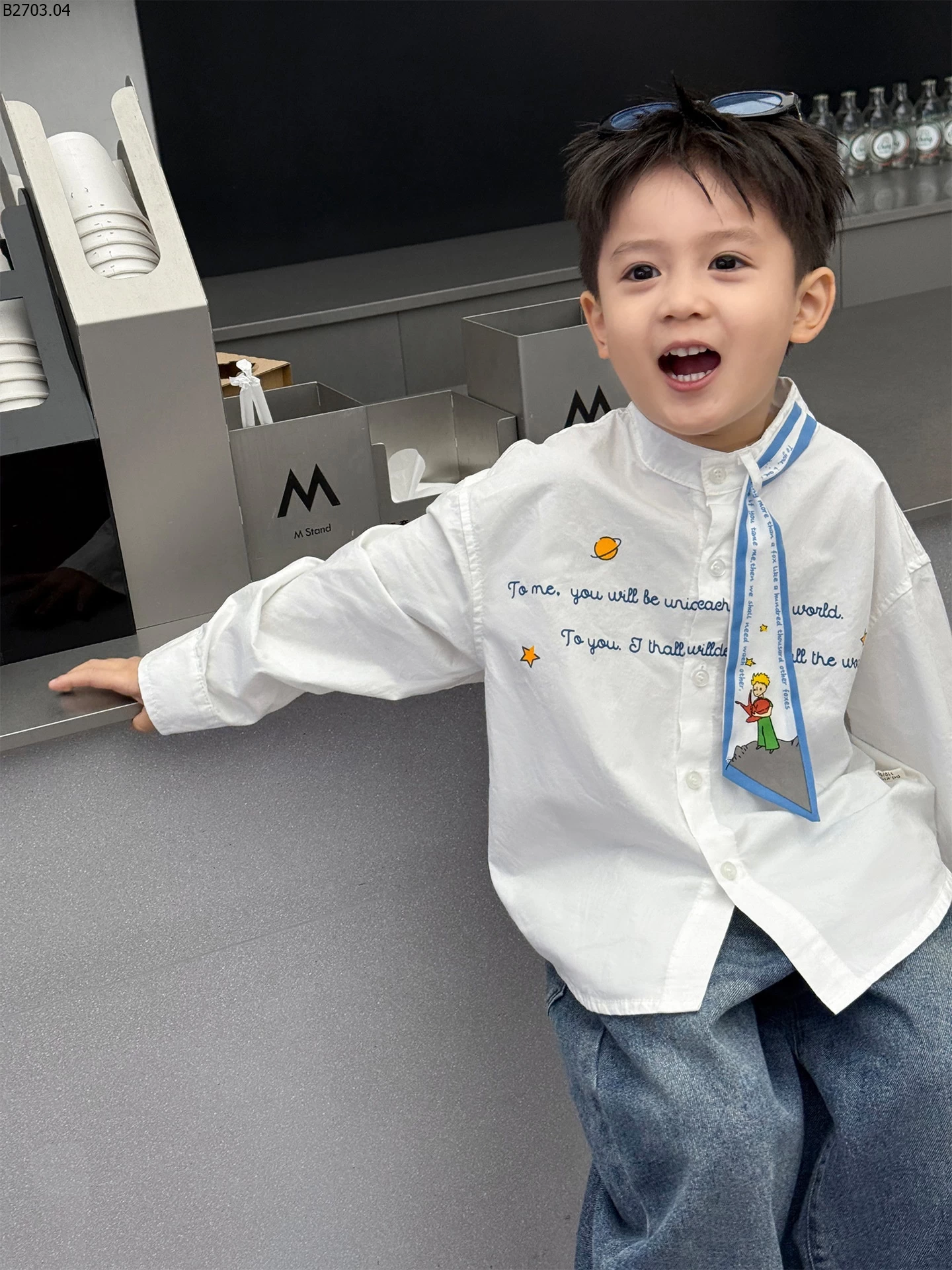 ÁO SƠ MI PHỐI CHỮ CHO BT gia si 173k