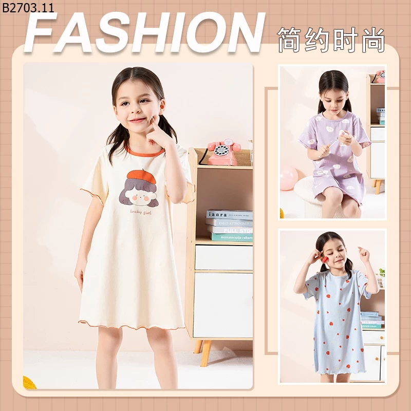 Áo ngủ mùa hè bằng cotton mỏng, loại A, tay ngắn si 137k